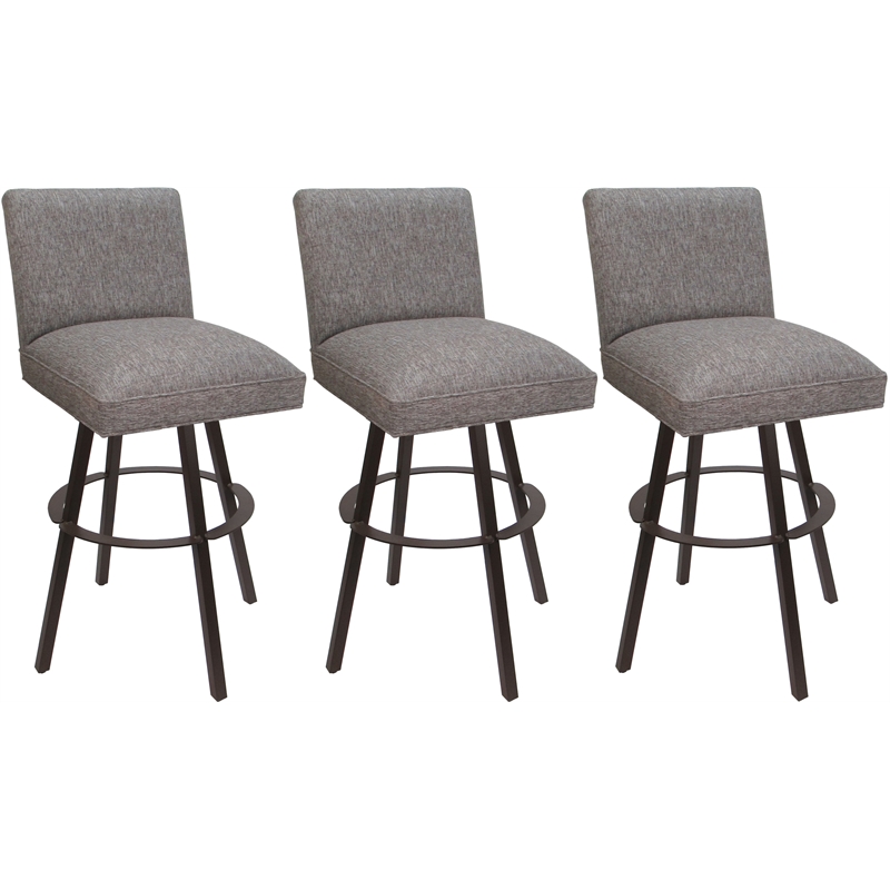 Set of 3 Swivel Metal Bar Stools 30