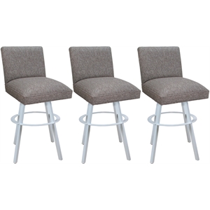 Set of 3 Swivel Metal Bar Stools 30&quot - Sommerville - Mojave Gray Fabric - White