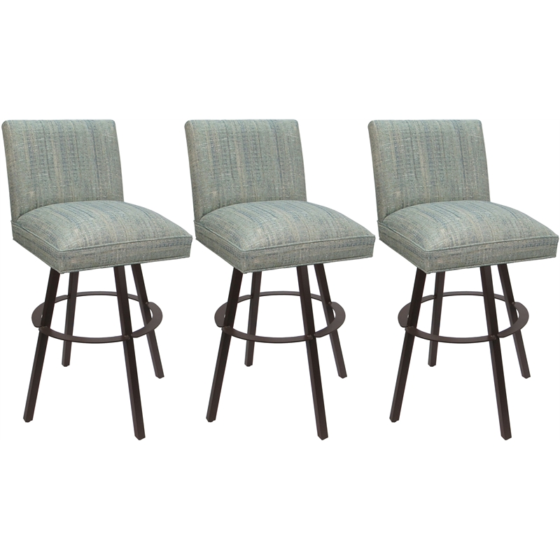 Set of 3 Swivel Metal Bar Stools 30