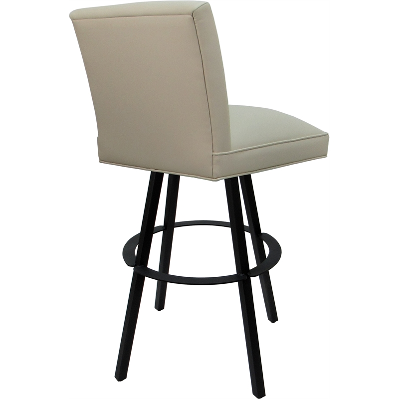 Set of 3 Extra Tall Swivel Metal Stools - Sommerville - Beige Vinyl - Black