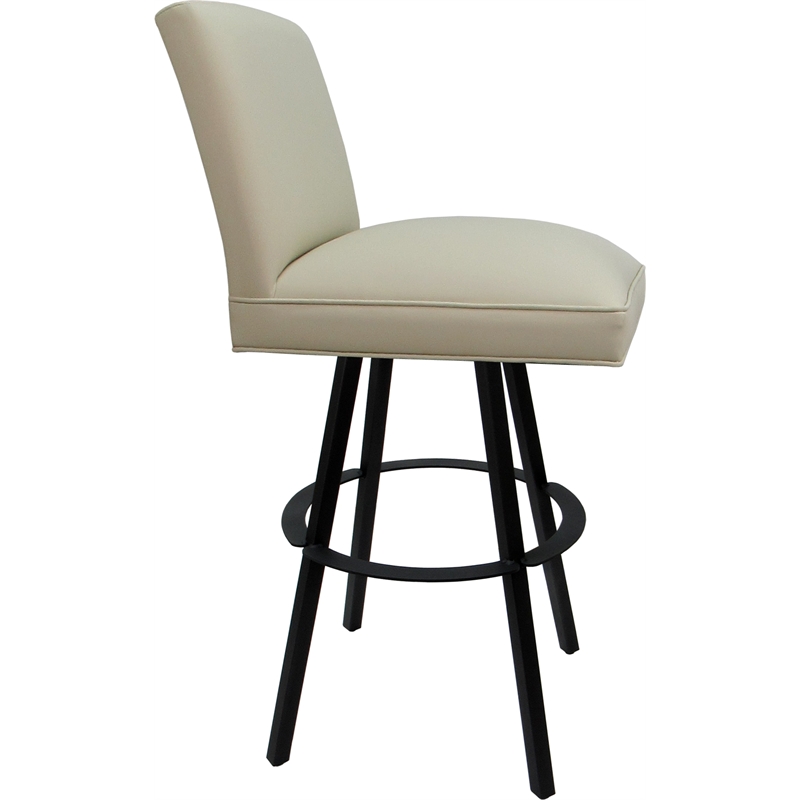 Set of 3 Extra Tall Swivel Metal Stools - Sommerville - Beige Vinyl - Black