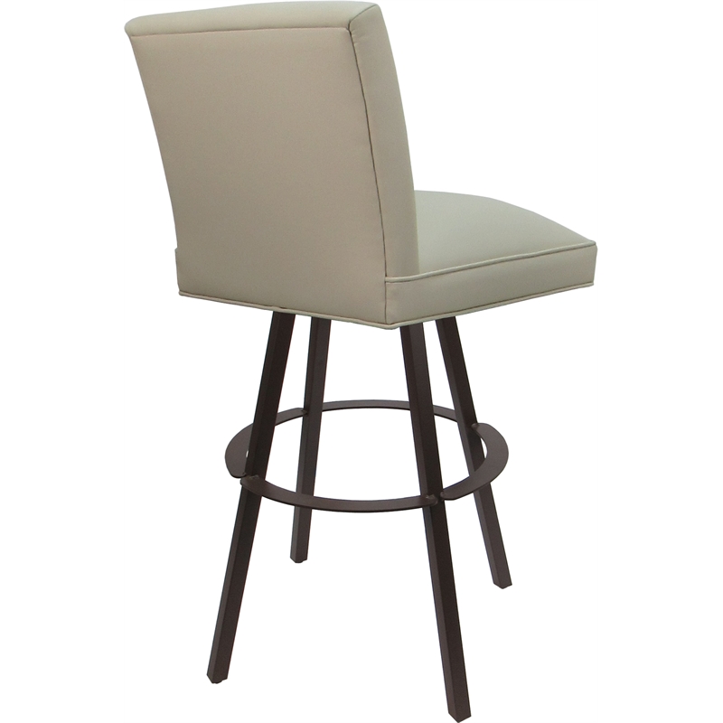 Set of 3 Extra Tall Swivel Metal Stools - Sommerville - Beige Vinyl - Brown
