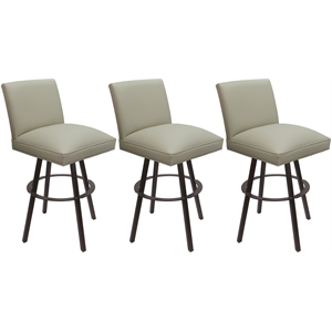 Set of 3 Extra Tall Swivel Metal Stools - Sommerville - Beige Vinyl - Brown