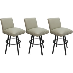 Set of 3 Extra Tall Swivel Metal Stools - Sommerville - Beige Vinyl - Gray