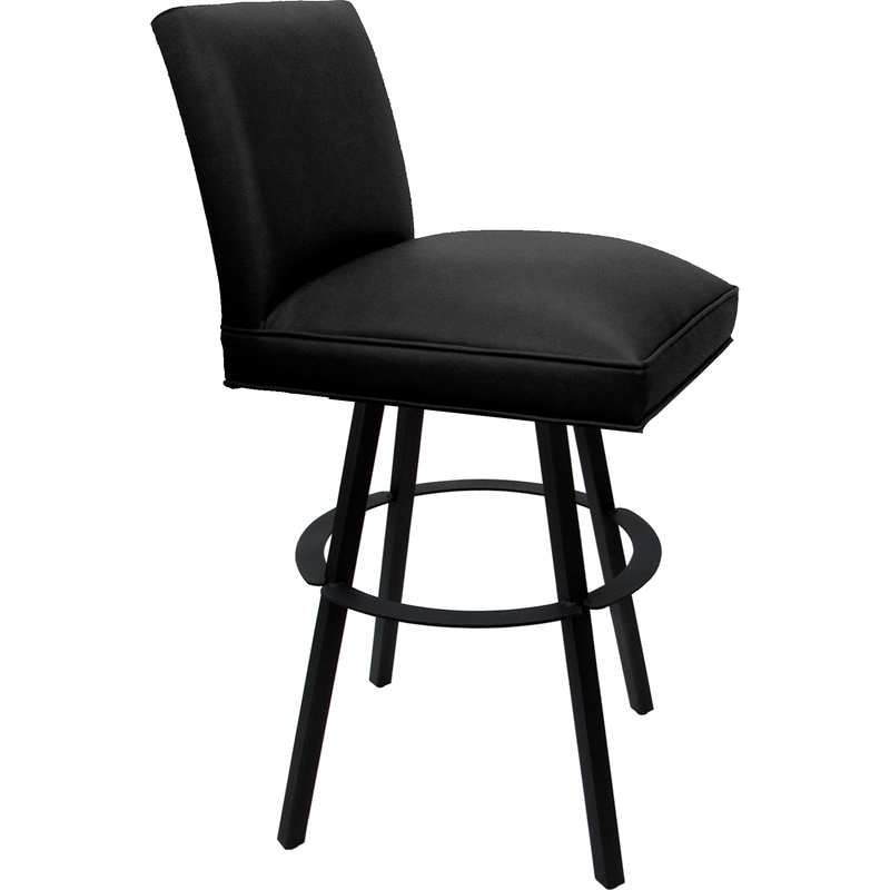 Set of 3 Extra Tall Swivel Metal Stools - Sommerville - Black Vinyl - Black