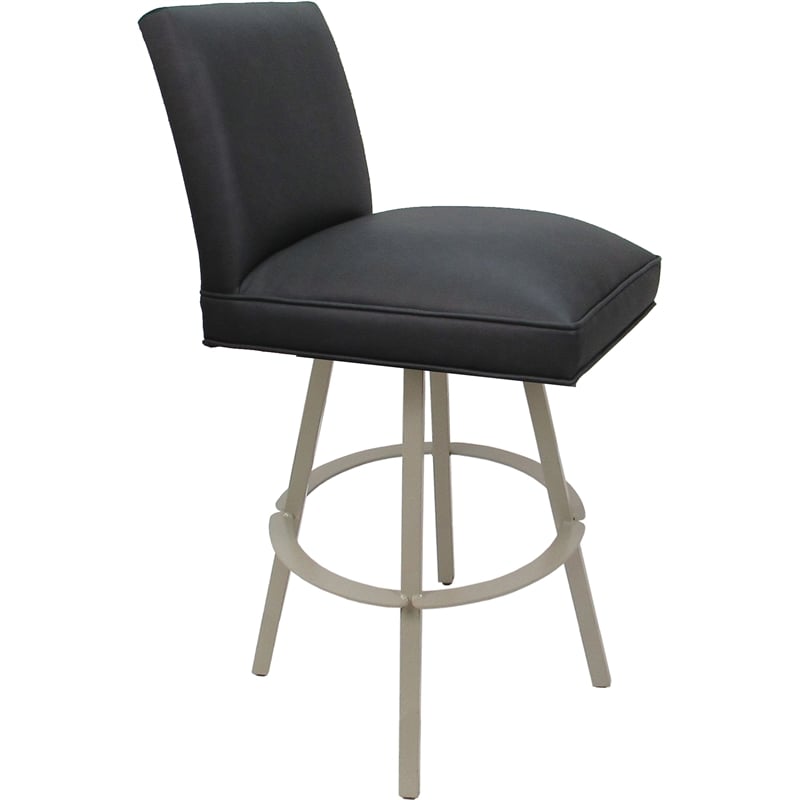 Set of 3 Extra Tall Swivel Metal Stools - Sommerville - Gray Vinyl - Beige