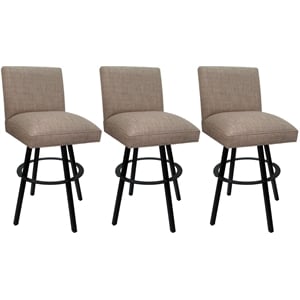 Set of 3 Extra Tall Swivel Metal Stools Sommerville - Basin Beige Fabric - Black