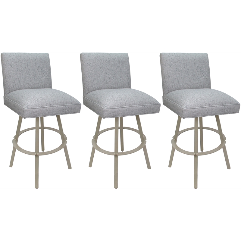 Set of 3 Extra Tall Swivel Metal Stools Sommerville Hemsath Slate Fabric - Beige
