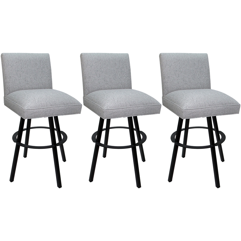 Set of 3 Extra Tall Swivel Metal Stools Sommerville Hemsath Slate Fabric - Black