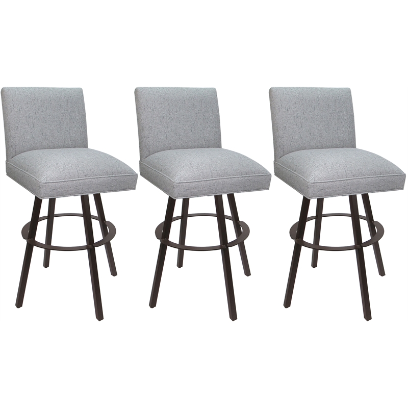 Set of 3 Extra Tall Swivel Metal Stools Sommerville Hemsath Slate Fabric - Brown