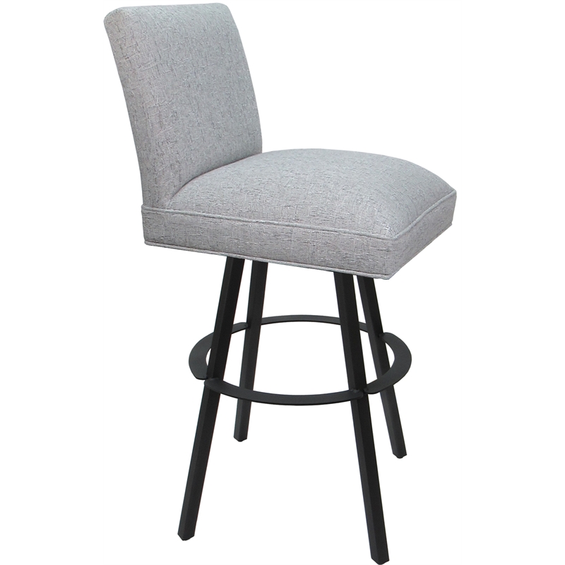 Set of 3 Extra Tall Swivel Metal Stools Sommerville- Hemsath Slate Fabric - Gray
