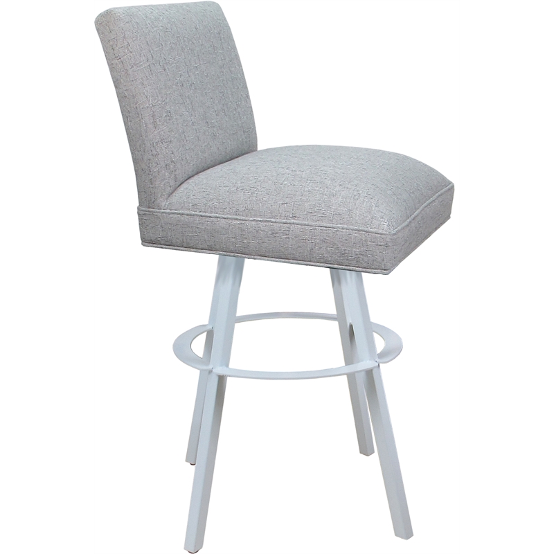 Set of 3 Extra Tall Swivel Metal Stools Sommerville Hemsath Slate Fabric - White