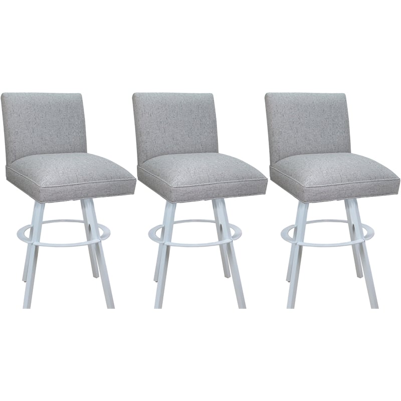 Set of 3 Extra Tall Swivel Metal Stools Sommerville Hemsath Slate Fabric - White