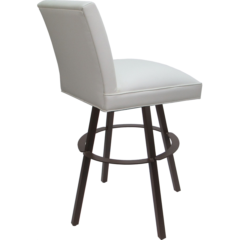 Set of 3 Extra Tall Swivel Metal Stools - Sommerville - White Vinyl - Brown