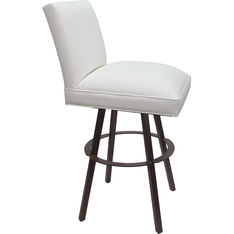 Set of 3 Extra Tall Swivel Metal Stools - Sommerville - White Vinyl - Brown