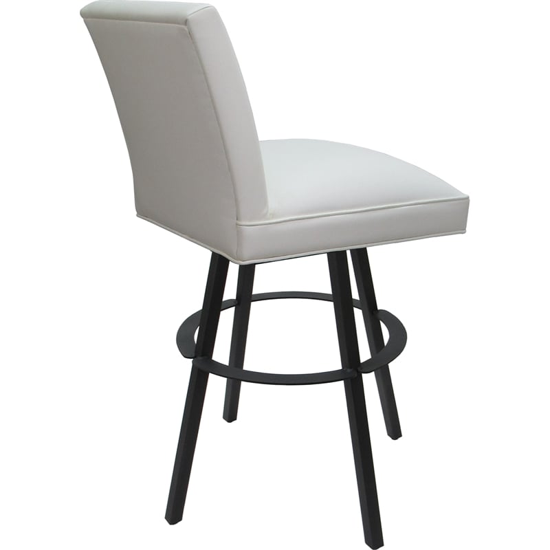 Set of 3 Extra Tall Swivel Metal Stools - Sommerville - White Vinyl - Gray