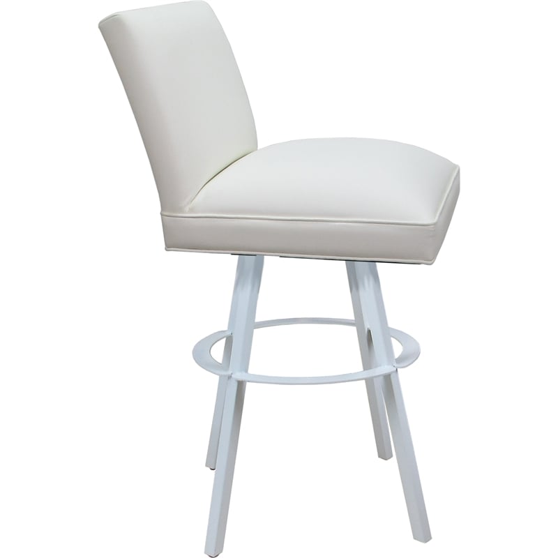 Set of 3 Extra Tall Swivel Metal Stools - Sommerville - White Vinyl - White
