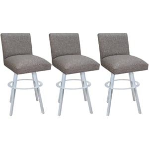 Set of 3 Extra Tall Swivel Metal Stools Sommerville - Mojave Gray Fabric - White