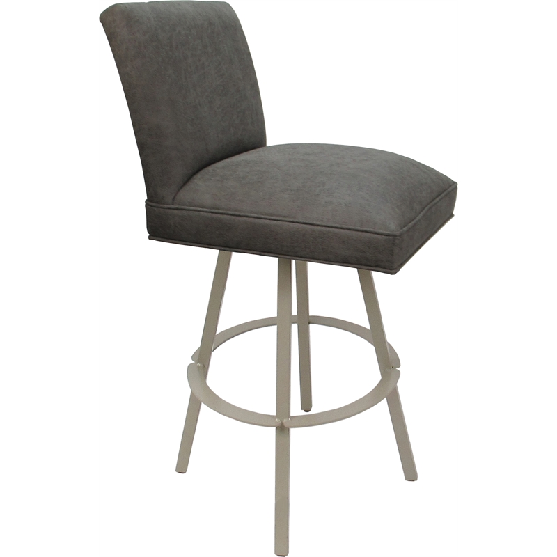 Set of 3 Extra Tall Swivel Metal Stools Sommerville NW Elk Charcoal Fabric Beige