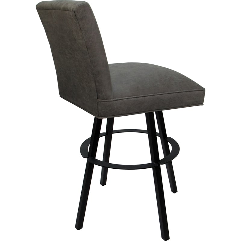 Set of 3 Extra Tall Swivel Metal Stools Sommerville NW Elk Charcoal Fabric Black