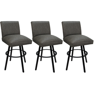 Set of 3 Extra Tall Swivel Metal Stools Sommerville NW Elk Charcoal Fabric Black