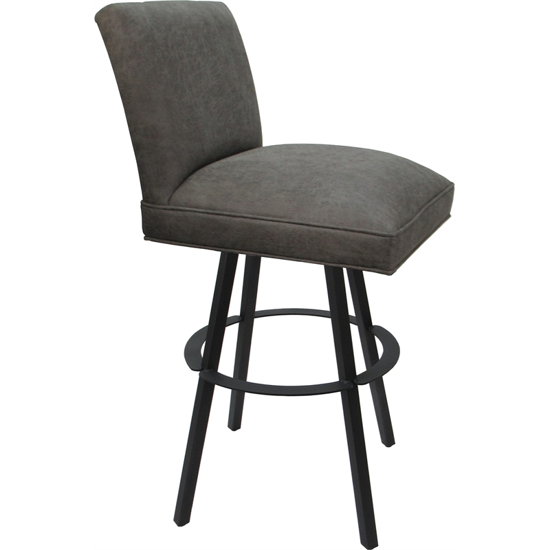 Set of 3 Extra Tall Swivel Metal Stools Sommerville NW Elk Charcoal Fabric -Gray