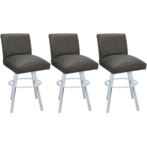 Set of 3 Extra Tall Swivel Metal Stools Sommerville NW Elk Charcoal Fabric White