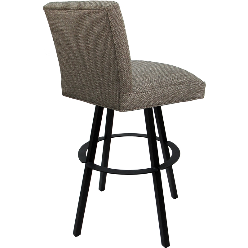 Set of 3 Extra Tall Swivel Metal Stools Sommerville Plumley Cocoa Fabric - Black