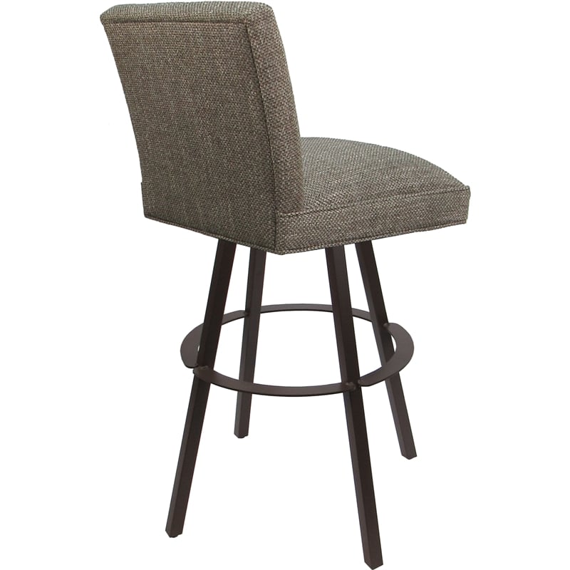 Set of 3 Extra Tall Swivel Metal Stools Sommerville Plumley Cocoa Fabric - Brown