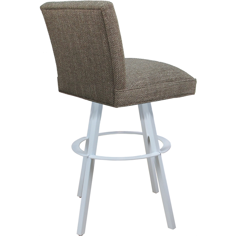 Set of 3 Extra Tall Swivel Metal Stools Sommerville Plumley Cocoa Fabric - White