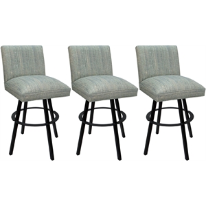 Set of 3 Extra Tall Swivel Metal Stools Sommerville - Watusi Teal Fabric - Black