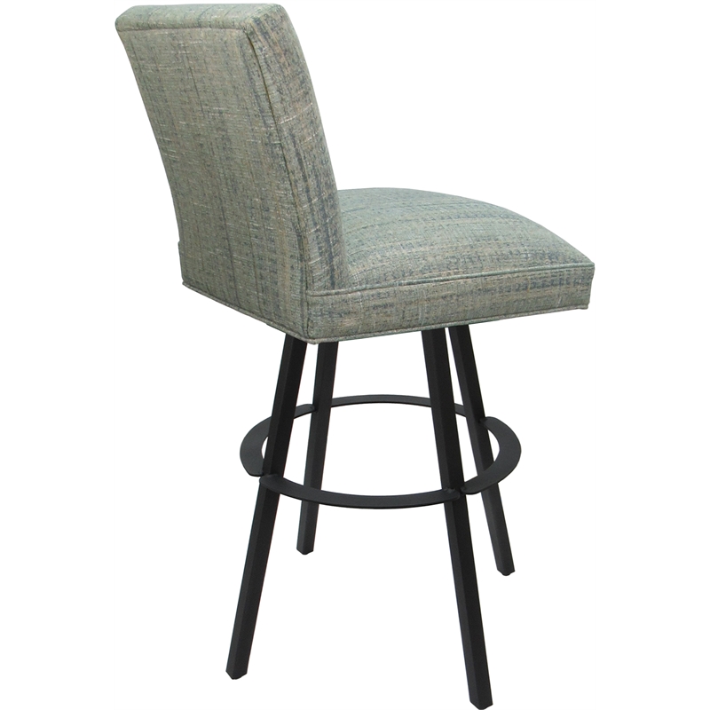 Set of 3 Extra Tall Swivel Metal Stools -Sommerville - Watusi Teal Fabric - Gray