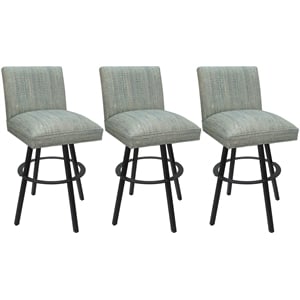 Set of 3 Extra Tall Swivel Metal Stools -Sommerville - Watusi Teal Fabric - Gray