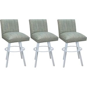 Set of 3 Extra Tall Swivel Metal Stools Sommerville - Watusi Teal Fabric - White