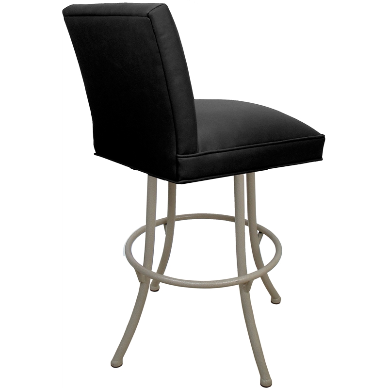 Set of 3 Swivel Metal Counter Stools - Sommerville Noam - Black Vinyl - Beige
