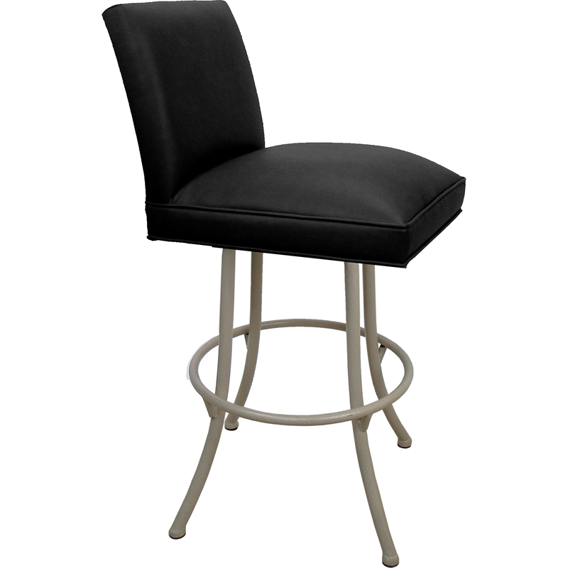 Set of 3 Swivel Metal Counter Stools - Sommerville Noam - Black Vinyl - Beige
