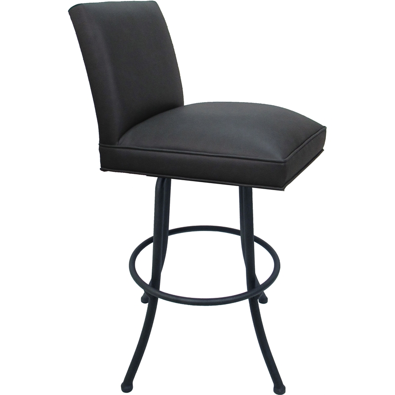 Set of 3 Swivel Metal Counter Stools - Sommerville Noam - Gray Vinyl - Gray