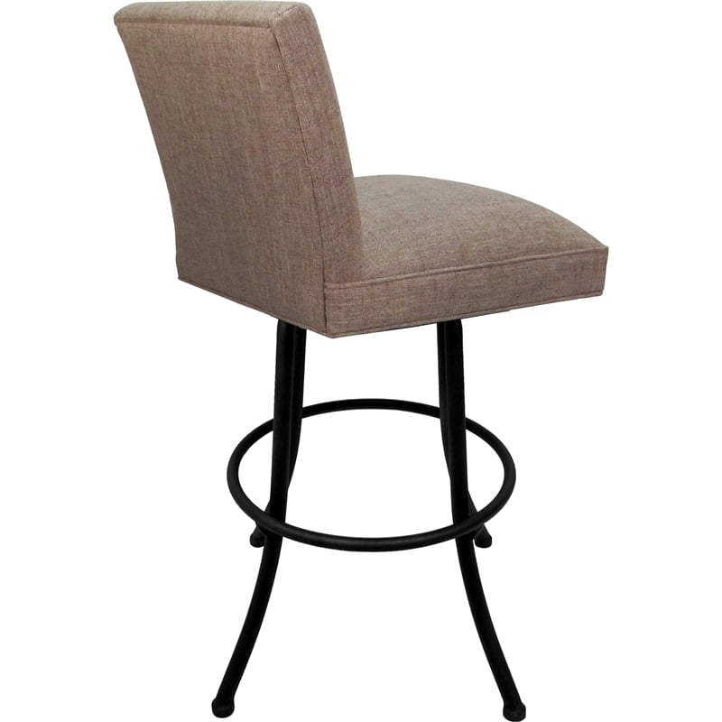 Set of 3 Swivel Metal Counter Stools - Sommerville - Basin Beige Fabric - Black