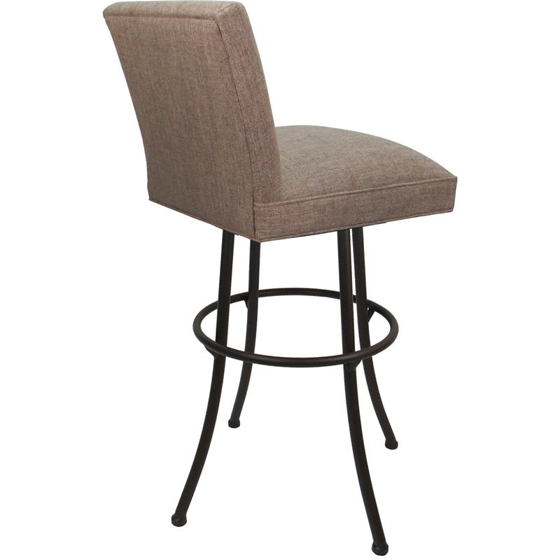 Set of 3 Swivel Metal Counter Stools - Sommerville - Basin Beige Fabric - Brown