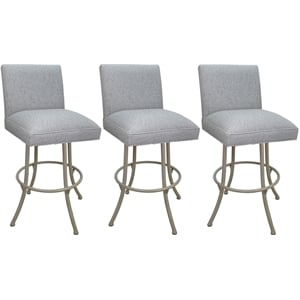 Set of 3 Swivel Metal Counter Stools -Sommerville - Hemsath Slate Fabric - Beige
