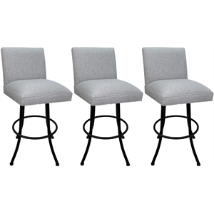 Set of 3 Swivel Metal Counter Stools -Sommerville - Hemsath Slate Fabric - Black