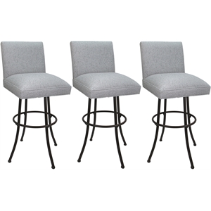 Set of 3 Swivel Metal Counter Stools -Sommerville - Hemsath Slate Fabric - Brown
