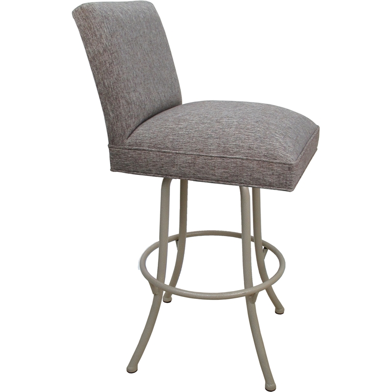 Set of 3 Swivel Metal Counter Stools - Sommerville - Mojave Gray Fabric - Beige