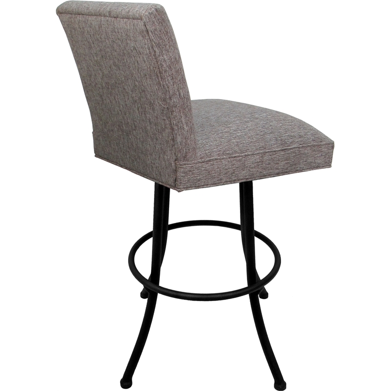 Set of 3 Swivel Metal Counter Stools - Sommerville - Mojave Gray Fabric - Black