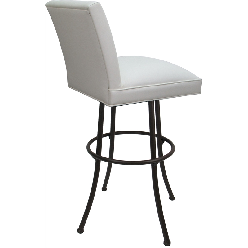 Set of 3 Swivel Metal Counter Stools - Sommerville Noam - White Vinyl - Brown