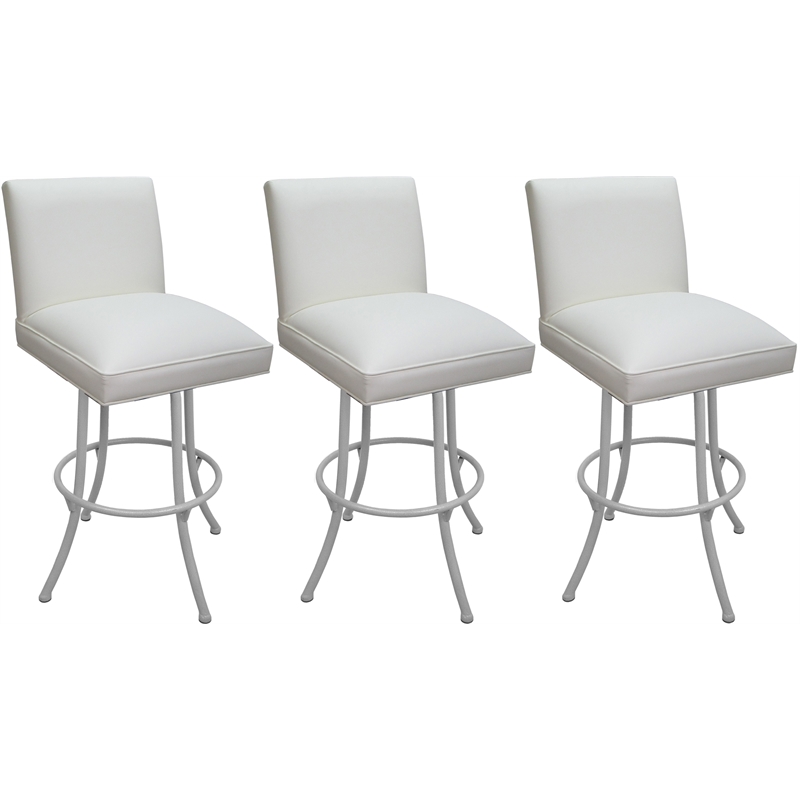 Set of 3 Swivel Metal Counter Stools - Sommerville Noam - White Vinyl - White