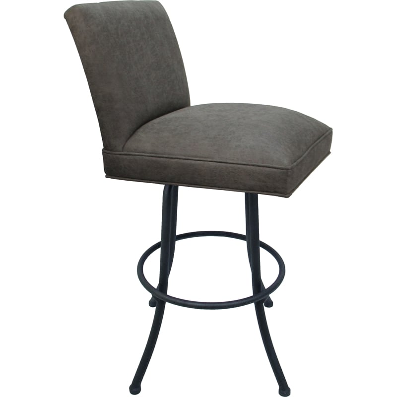 Set of 3 Swivel Metal Counter Stools Sommerville - NW Elk Charcoal Fabric - Gray