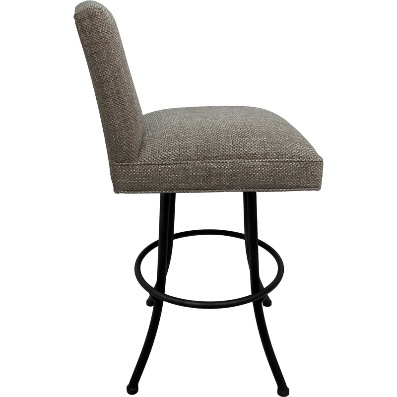 Set of 3 Swivel Metal Counter Stools -Sommerville - Plumley Cocoa Fabric - Black