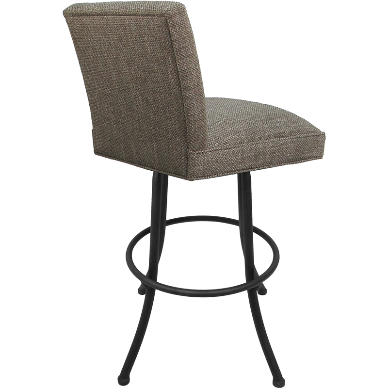 Set of 3 Swivel Metal Counter Stools - Sommerville - Plumley Cocoa Fabric - Gray