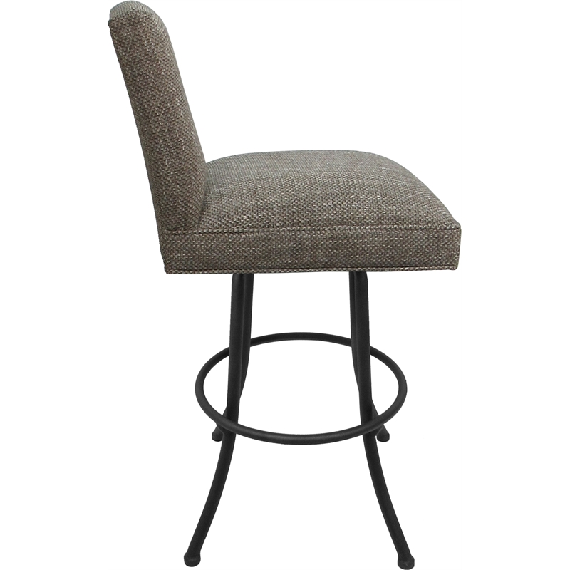 Set of 3 Swivel Metal Counter Stools - Sommerville - Plumley Cocoa Fabric - Gray